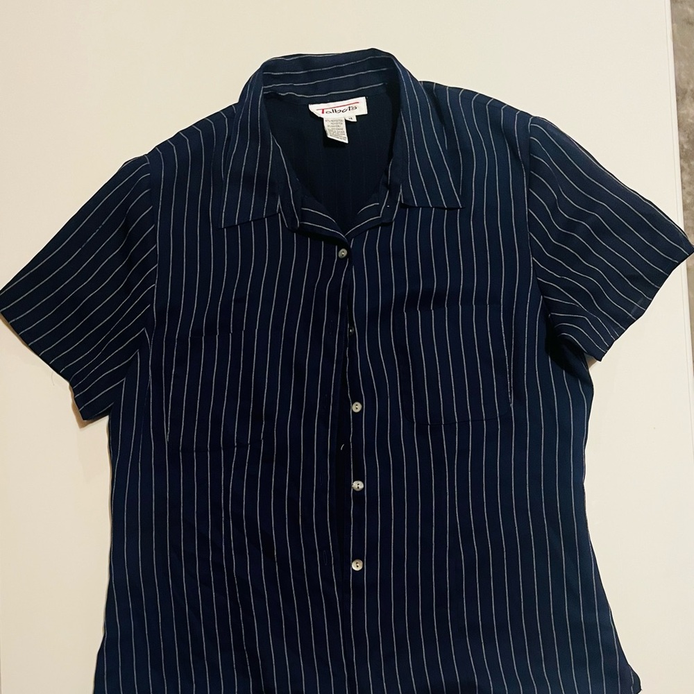 Talbots Blue and White Casual Button Down Shirt